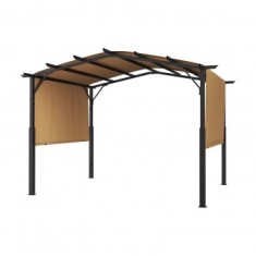 Pavilion retractabil, 2.96 x 3.95 x 2.3 m, impermeabilizare superioara, protectie solara UV50+, Otel/Poliester, Bej