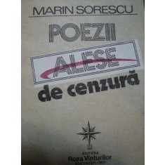 POEZII ALESE DE CENZURA de MARIN SORESCU,BUC.1991
