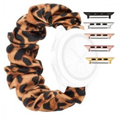 Curea textila elastica, compatibila Apple Watch 9|8|7|6|5|4|3|2|1 Series, 41mm|40mm|38mm, Scrunchies 9