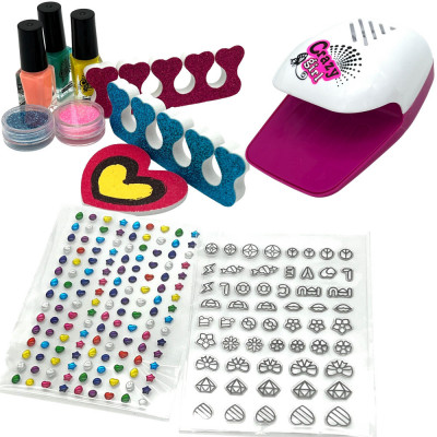 Set Salon de Manichiura Copii: Stickere pentru Unghii, Lampa UV, Set Oje, Sclipici, Pila, Separatoare degete foto