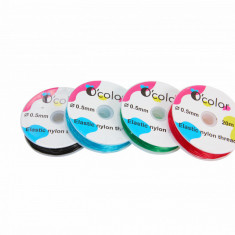 Set 4 bobine fir elastic colorat diam 0.5 mm pentru insirat margele