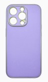 Husa eleganta din piele ecologica cu insertii aurii, Full protection, pentru iPhone 15, Lavanda, Oem