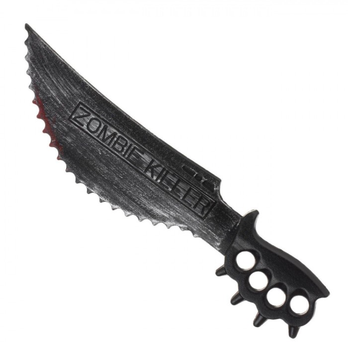 Cuțit Plastic Halloween, Zombie Killer, Negru, 51cm, S&acirc;ngeriu