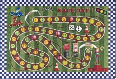 Covor Camera Copii Model Racing Game, Marime 133 x 190 cm, Verde, Inaltime Fir 10 mm, Antiderapant, Antialergic, Poliamida, Gradinita, Cresa, Loc de J