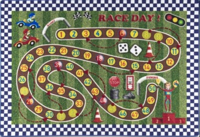 Covor Camera Copii Model Racing Game, Marime 133 x 190 cm, Verde, Inaltime Fir 10 mm, Antiderapant, Antialergic, Poliamida, Gradinita, Cresa, Loc de J foto