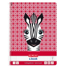 Caiet matematica cu spirala, A4, Herlitz, Cute Animals, Zebra, 80 file