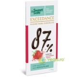 Ciocolata Intens Amaruie 87% cu Capsuni si Indulcitor Stevie Sweet&amp;Safe 90g