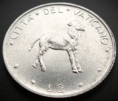 Moneda 2 LIRE - VATICAN, anul 1975 * cod 1432 = Papa PAUL VI = UNC