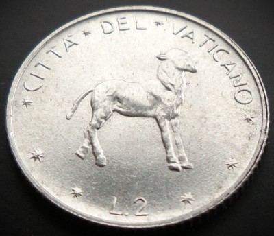 Moneda 2 LIRE - VATICAN, anul 1975 * cod 1432 = Papa PAUL VI = UNC foto