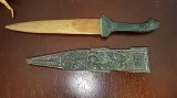 F630-C-STILET bronz vechi sculptura arhaica bronz cap de dragon.