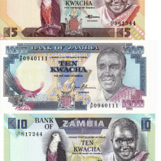 ZAMBIA lot 5 bancnote diferite UNC!!!