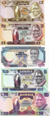 ZAMBIA lot 5 bancnote diferite UNC!!! foto