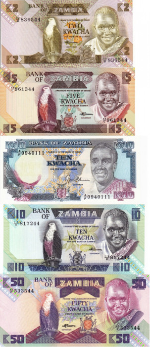 ZAMBIA lot 5 bancnote diferite UNC!!!