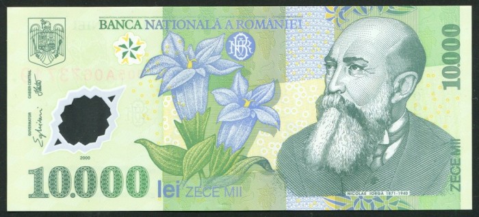 q567 Bancnota 10000 LEI 2000 POLIMER semnatura GHIZARI UNC NECIRCULATA