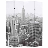 Cumpara ieftin Paravan camera pliabil, 160x170 cm, New York pe zi, alb/negru