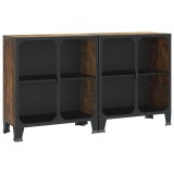 Cumpara ieftin Dulapuri de depozitare 2 buc. maro rustic 72x36x82 cm metal/MDF