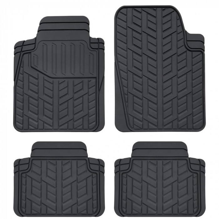 Set covorase auto universale CUSTO POL Tyre, PVC, ajustabile, negru, 4 bucati