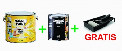 Combo Vopsea Magnetica+ Vopsea Cu Efect De Tabla De Scris Neagra foto