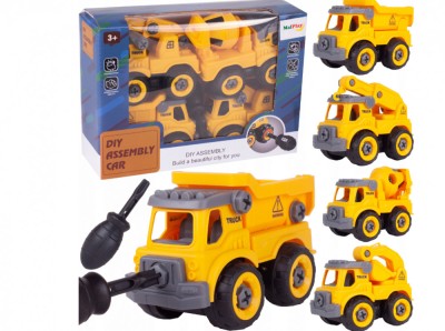 Set vehicule de constructii pentru asamblare, 4 piese, MalPlay 109277 foto