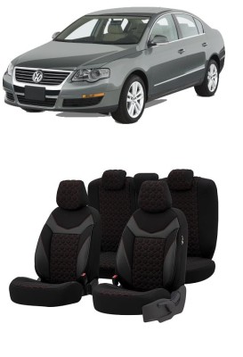 Set huse scaune SAPPHIRE compatibile VW Passat B6 (2005-2010)Piele+Textil (ROSU) foto