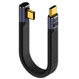 Cablu Date si Incarcare USB-C - USB-C OEM Angled 8K Video, 240W, 0.15m, Negru, Universal