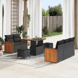 vidaXL Set de canapele pentru grădină cu pernă Negru Rattan poli 3365199