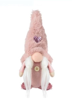 Figurina Decorativa Mos Craciun Gnome Roz - 18cm foto