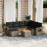 vidaXL Set canapele de grădină cu perne, 8 piese, gri, poliratan 3257012