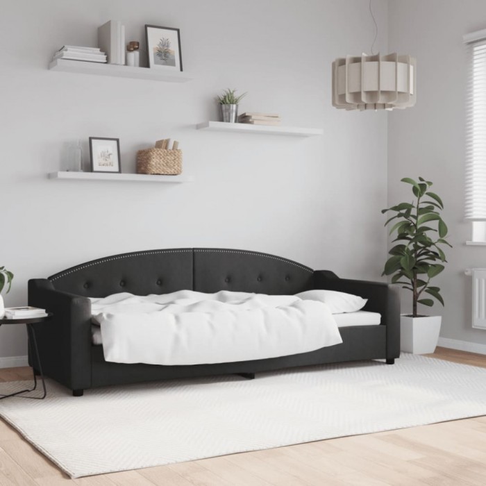 Pat de zi, negru, 80x200 cm, material textil