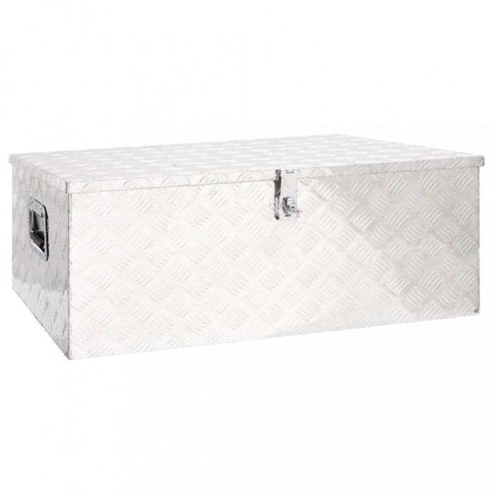 vidaXL Cutie de depozitare, argintiu, 100x55x37 cm, aluminiu