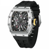 PAGANI DESIGN PD-1738 Ceas Barbati Skeleton Quartz 2025 Safir, Curea Silicon, Rezistent 100m, Luxury