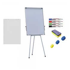 Pachet Flipchart magnetic, 70x100 cm Premium, inaltime ajustabila + accesorii: hartie flipchart, markere, burete, magneti