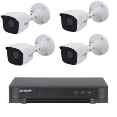 Kit de supraveghere Hikvision cu 4 camere, 5 Megapixeli, Infrarosu 20m, Lentila 2.8mm, DVR 4k SafetyGuard Surveillance foto