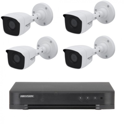 Kit de supraveghere Hikvision cu 4 camere, 5 Megapixeli, Infrarosu 20m, Lentila 2.8mm, SafetyGuard Surveillance foto