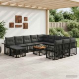 Cumpara ieftin Set de canapele pentru gradina 13 pcs Negru si Gri inchis