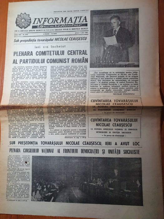 informatia bucurestiului 1 iulie 1983-plenara comtetului central al PCR