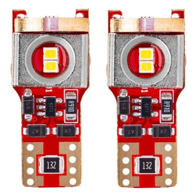 Bec de pozitie tip LED Canbus, T10 W2.1x9.5 W5W W10W 12V/24V , 6SMD 2016 , culoare alb , AMIO, set 2 buc foto