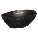Lavoar KR-707 cu design ceramic negru și auriu, cu model din marmură