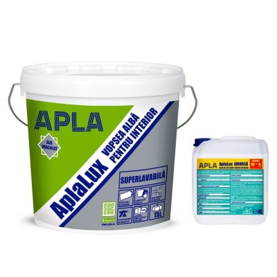 Vopsea superlavabila interior, AplaLux, alba, 15 L + amorsa 4 L foto