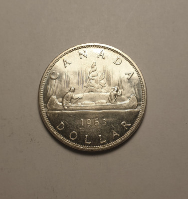 Canada 1 Dollar 1963 Piesa Frumoasa de Argint foto