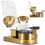Fotoliu cosmetic electric cu masaj și hidromasaj pentru pedichiura picioarelor pentru salonul SPA Saria alb.