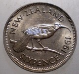 B.430 NOUA ZEELANDA NEW ZEALAND ELIZABETH II 6 SIX PENCE 1963 XF/AUNC