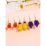 Cumpara ieftin Set 3 Perechi Cercei, Cirese, Banane si Struguri - 566953