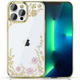 Cumpara ieftin Husa Cover Kingxbar Flora Series pentru iPhone 13 Pro Gold/Pink