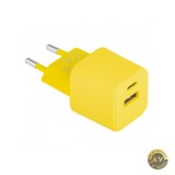 Incarcator Retea Colorum CLS30-AC-05 30W 3A 1 x USB-A - 1 x USB-C Galben