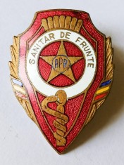 INSIGNA SANITAR DE FRUNTE ARMATA MINISTERUL APARARII FRUNTAS MEDICINA MILITARA ( CITITI DESCRIEREA )