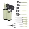 Cutite ZG-KS 01 + ustensile bucatarie, inox, verde, set 12 bucati