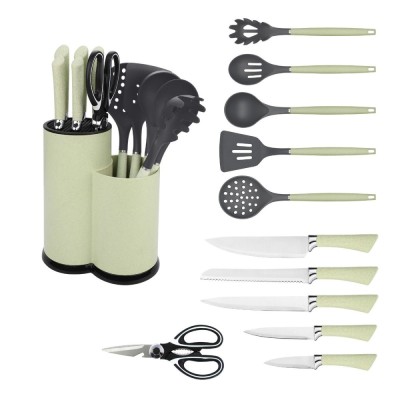 Cutite ZG-KS 01 + ustensile bucatarie, inox, verde, set 12 bucati foto