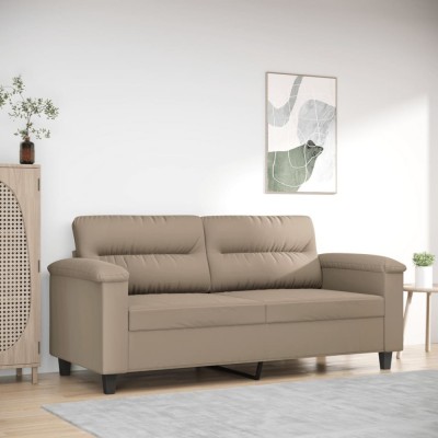 vidaXL Canapea cu 2 locuri, gri taupe, 140 cm, țesătură microfibră foto