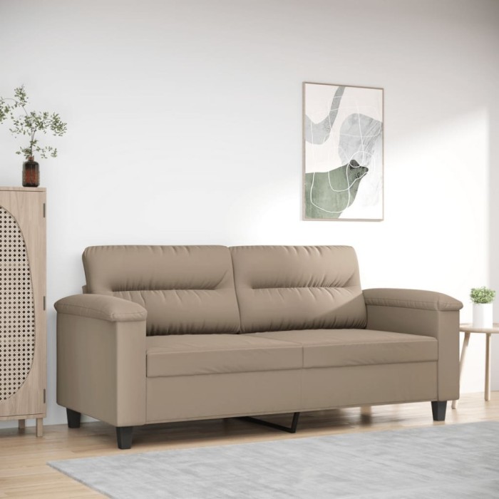 vidaXL Canapea cu 2 locuri, gri taupe, 140 cm, țesătură microfibră